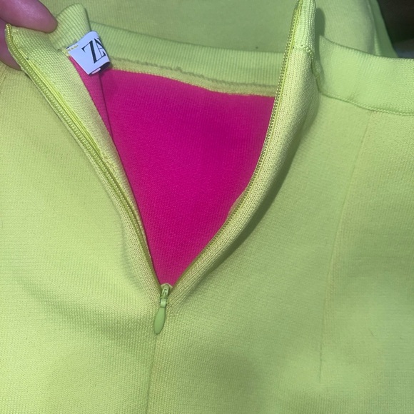 Zara 2 Pc Set Stretch Skirt & Top In Acid Green/ Yellow Color Women Sz S/ M - Picture 8 of 11